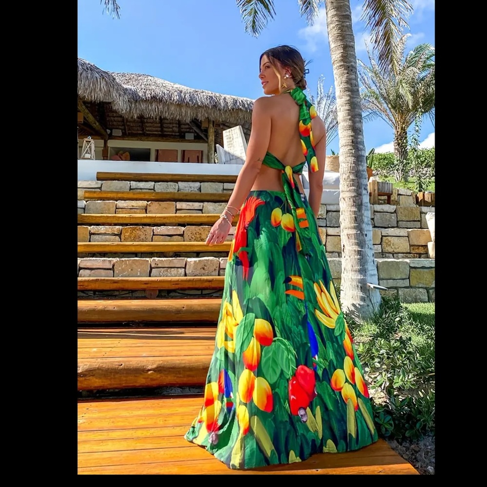 ‼️Final price list will remove down afternoon bikini Cover Up halter Dress - Picture 3 of 16